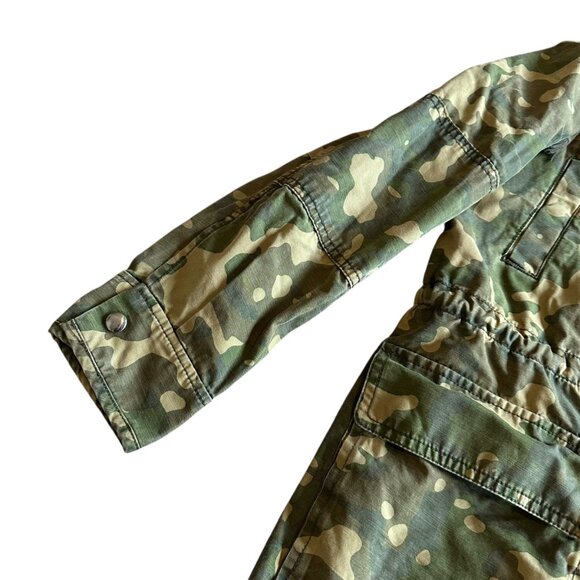 Gap Camo Print Jacket Coat Anorak Faux Fur Lined Hood Zip-Out Lining Size Small - Picture 4 of 16